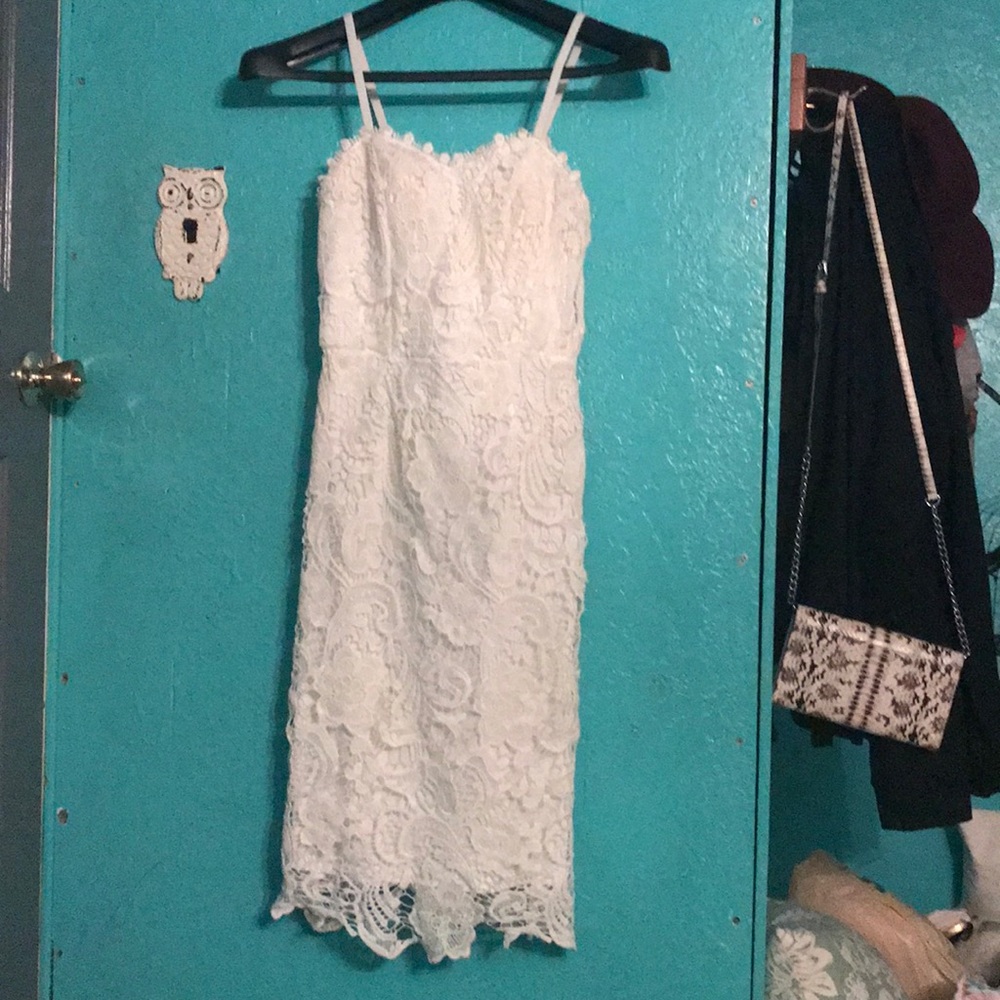 Crocheted Lace Midi Dress